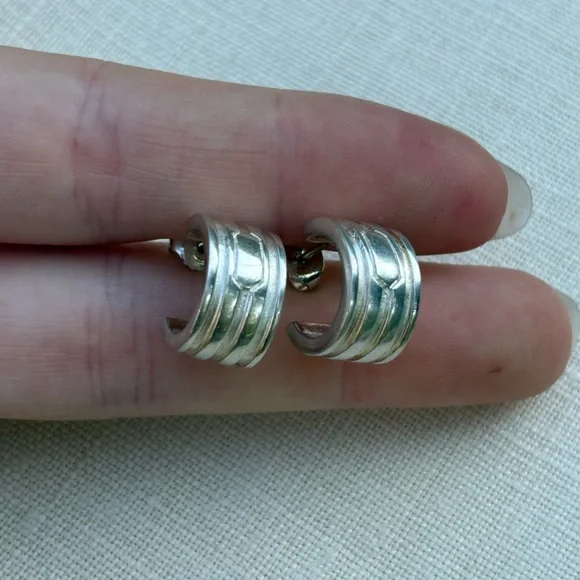 Ralph Lauren Sterling Silver Half Hoop Earrings - Picture 2 of 6